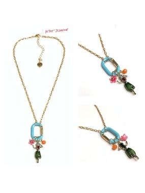 NWT Betsey Johnson💋ISLAND TIME HULA Gold Tone Glass Stone/Faceted Bead Necklace